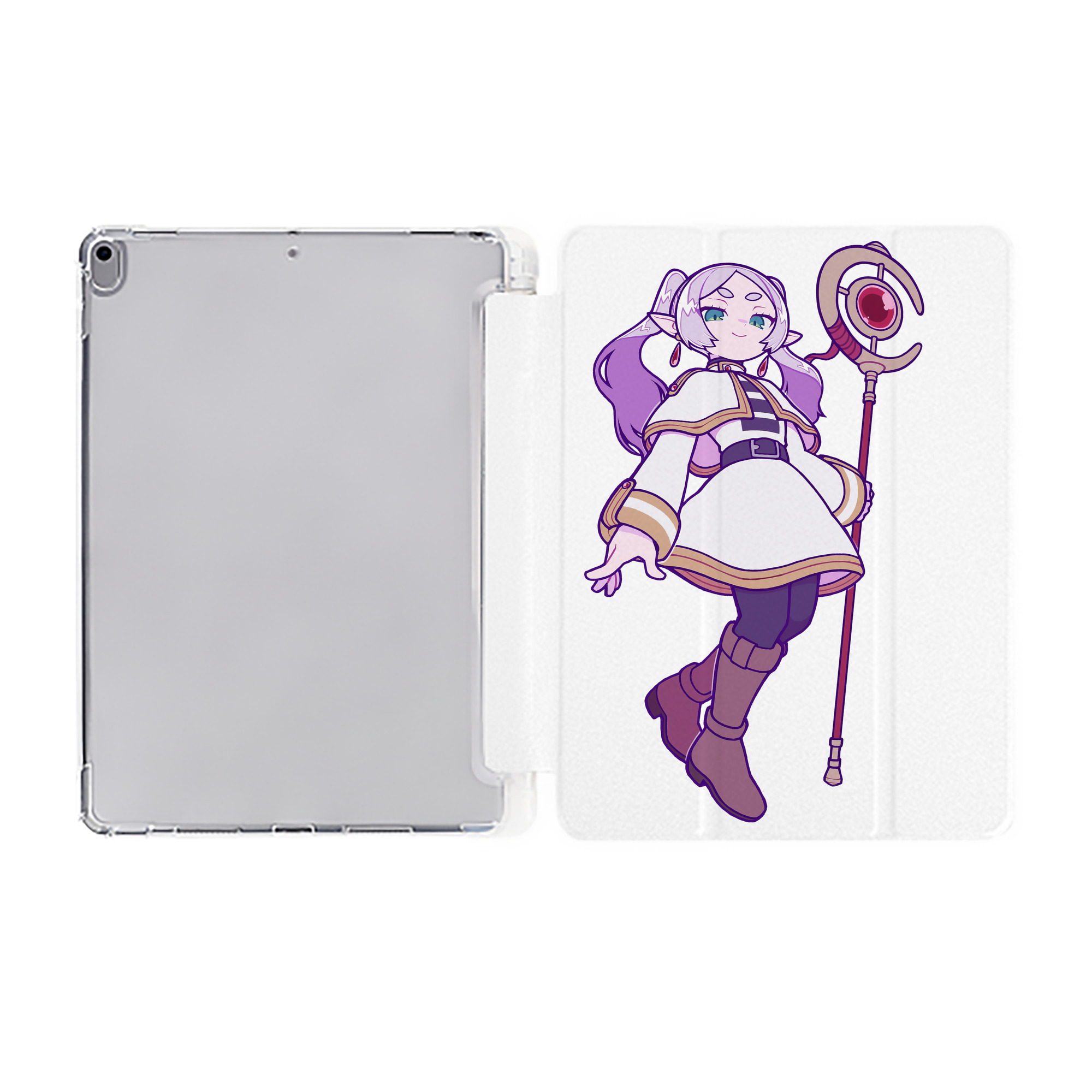 （画像用） 葬送のフリーレン Frieren IPad ケース ペン収納付き 三つ折りスタンド PUレザー×シリコン 対応機種9.5/10.5/10.9インチ
